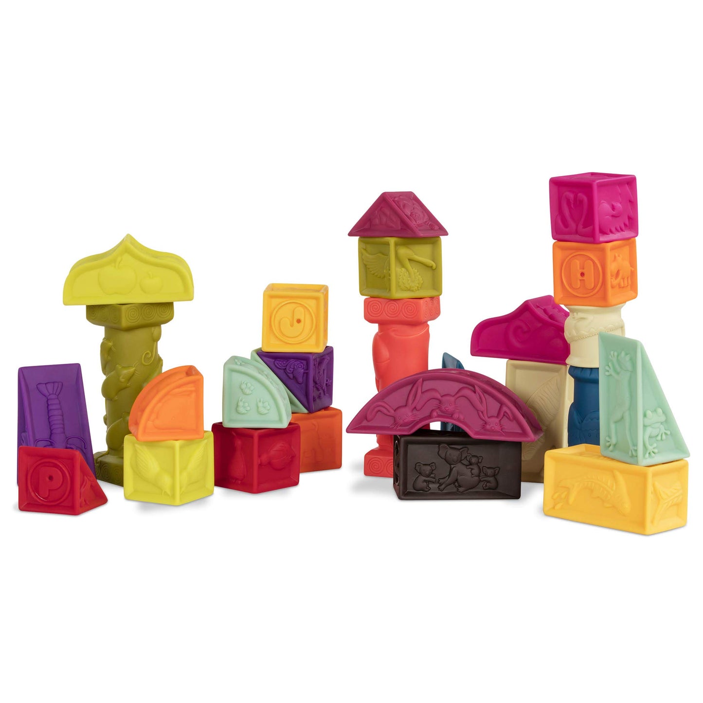 B. toys – Baby Blocks – Stacking & Building Toys For Babies – 10 Soft & Educational Blocks- Numbers, Shapes, Colors, Animals- One Two Squeeze- 6 Months +