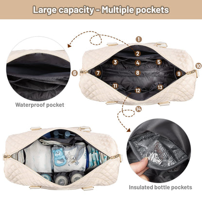 LOVEVOOK Diaper Bag Tote with Pacifier Case and Changing Pad, Large Capacity Mommy Bag for Hospital and Weekender Travel, Functional Baby Bag Newborn Baby Essential, Black