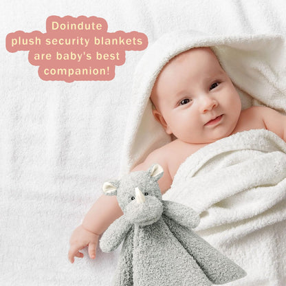 Baby Pink Rhino Soft Stuffed Animal Security Blanket, Plush Rhino Character Lovey Blanket, Baby Shower/Nursery Gift, Newborn Infant Toddler Snuggle Blankie for Boys Girls, 14 Inches