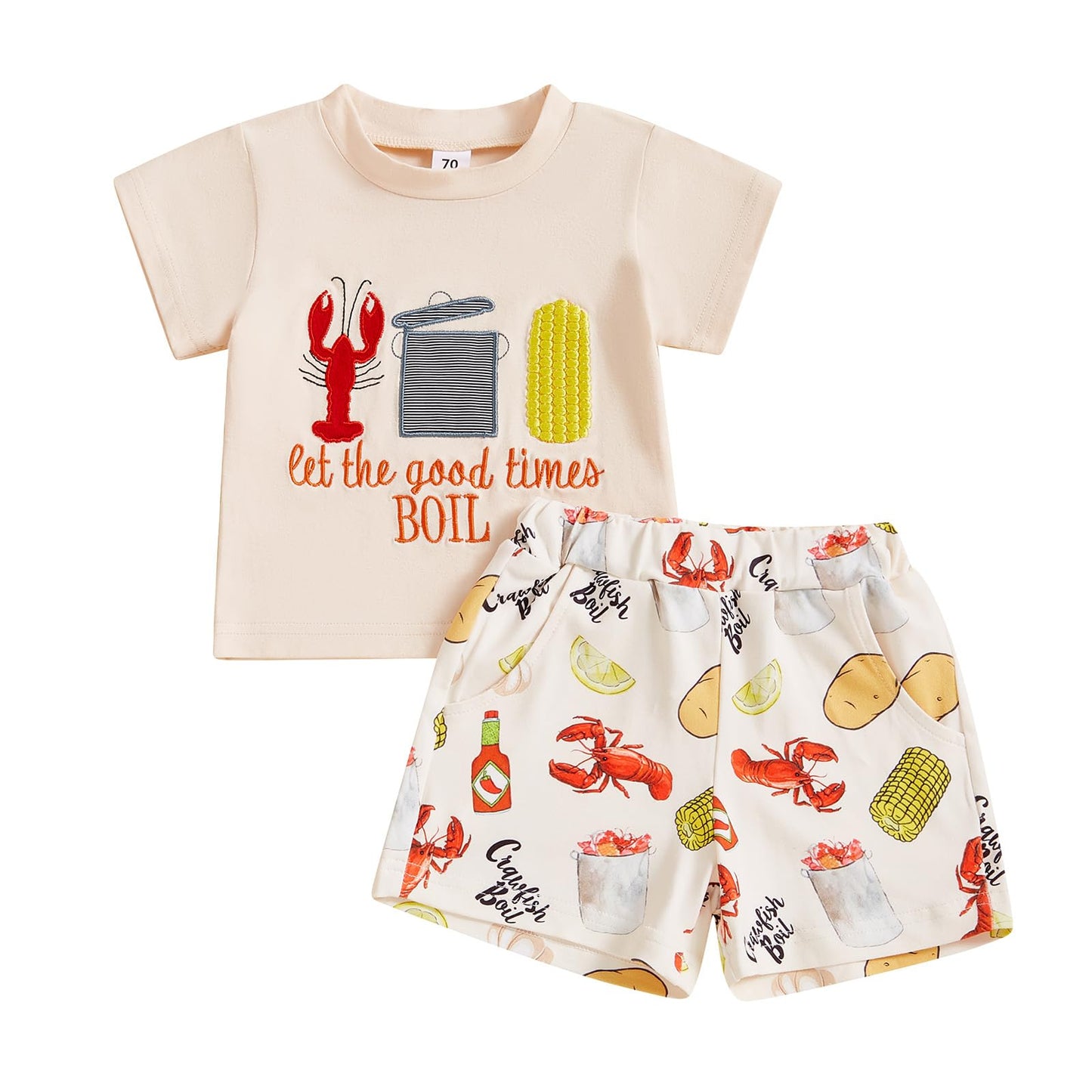 Toddler Baby Boy Summer Clothes Funny Pattren Letter Short Sleeve T Shirt with Shorts 2 Peices Outfits