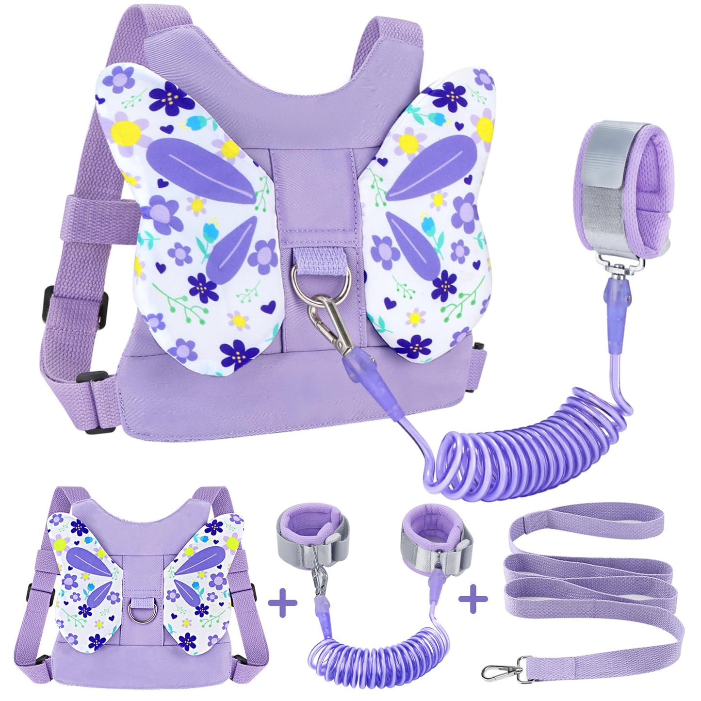 Accmor 3 in 1 Toddler Harness Leashes + Anti Lost Wrist Link, Kids Harness Children Leash for Girls, Child Anti Lost Leash Baby Cute Harness Belt Strap Hold Kids Close While Walking