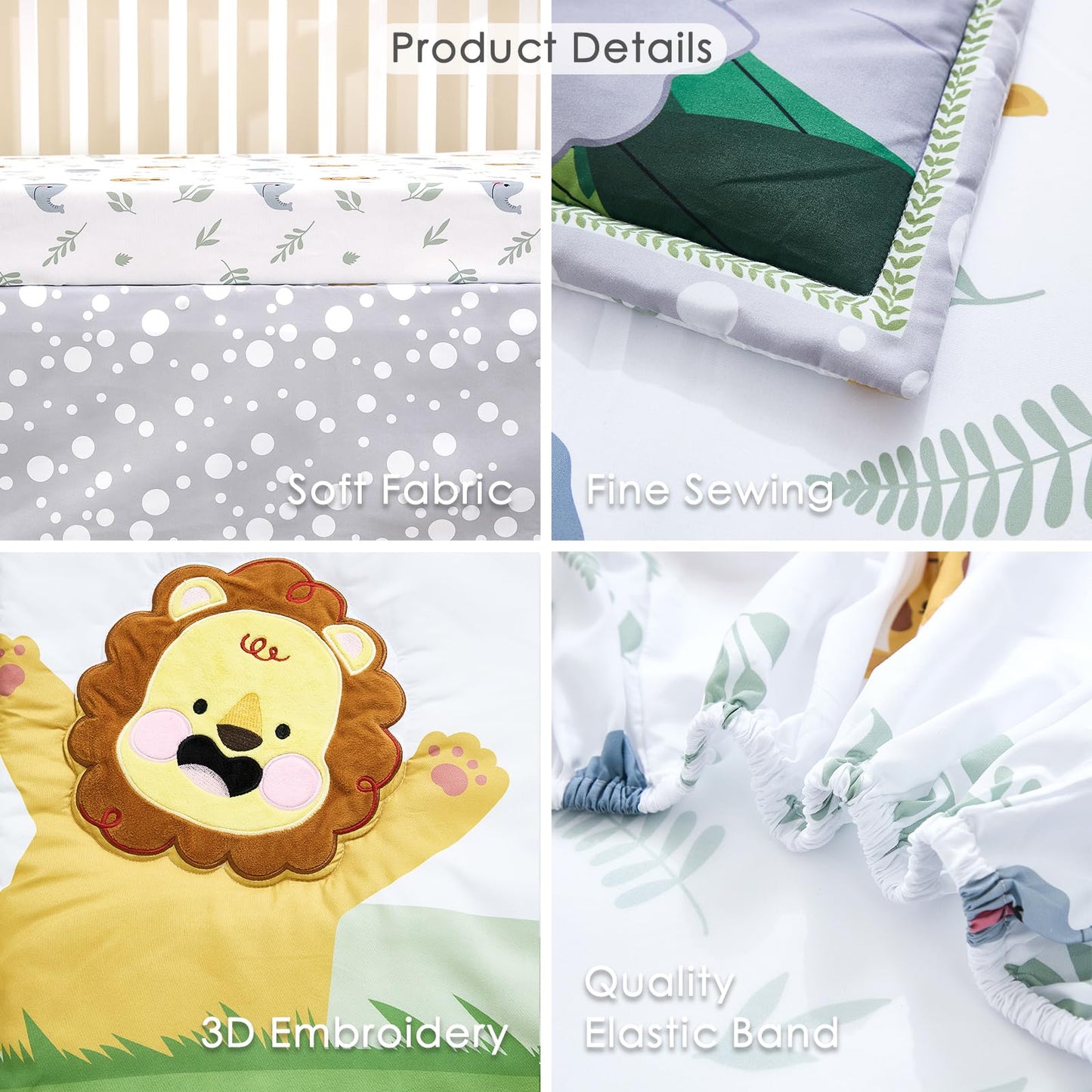 3-Piece Crib Sets for Boys - Ultra Soft Baby Boy Crib Bedding Set Includes Crib Comforter, Sheet & Skirt (Dinosaur)