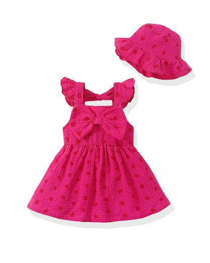 Renotemy Infant Baby Girl Dresses Toddler Girl Clothes Summer Cotton Linen Boho Smocked Sundress Gift for Girls with Hat