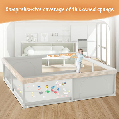 Baby Playpen 50x50 Inch, Play Pens for Babies and Toddlers Baby Fence Baby Play Yards for Indoor & Outdoor with Breathable Mesh Anti-Fall Playpen