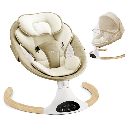 LAREX Baby Swing Infant Swing Electric Toddler Baby Rocker Portable for Newborn Boy Girl, 5 Sway Speeds with Remote Control, 10 Preset Melodies and Bluetooth, 0-6 Months Max 20 Lbs (Pink)