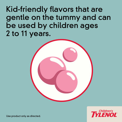 Tylenol Children's Chewables with 160 mg Acetaminophen, Pain Reliever & Fever Reducer for Kids' Cold + Flu Symptoms, Headache, Sore Throat & Toothache, Aspirin-Free, Grape Flavor, 24 ct