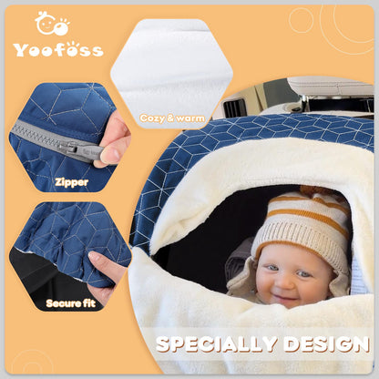 Yoofoss Baby Car Seat Cover Winter Carseat Canopies Cover to Protect Baby from Cold Wind, Super Warm Plush Fleece Baby Carrier Cover for Infant Boys Girls (Pink)