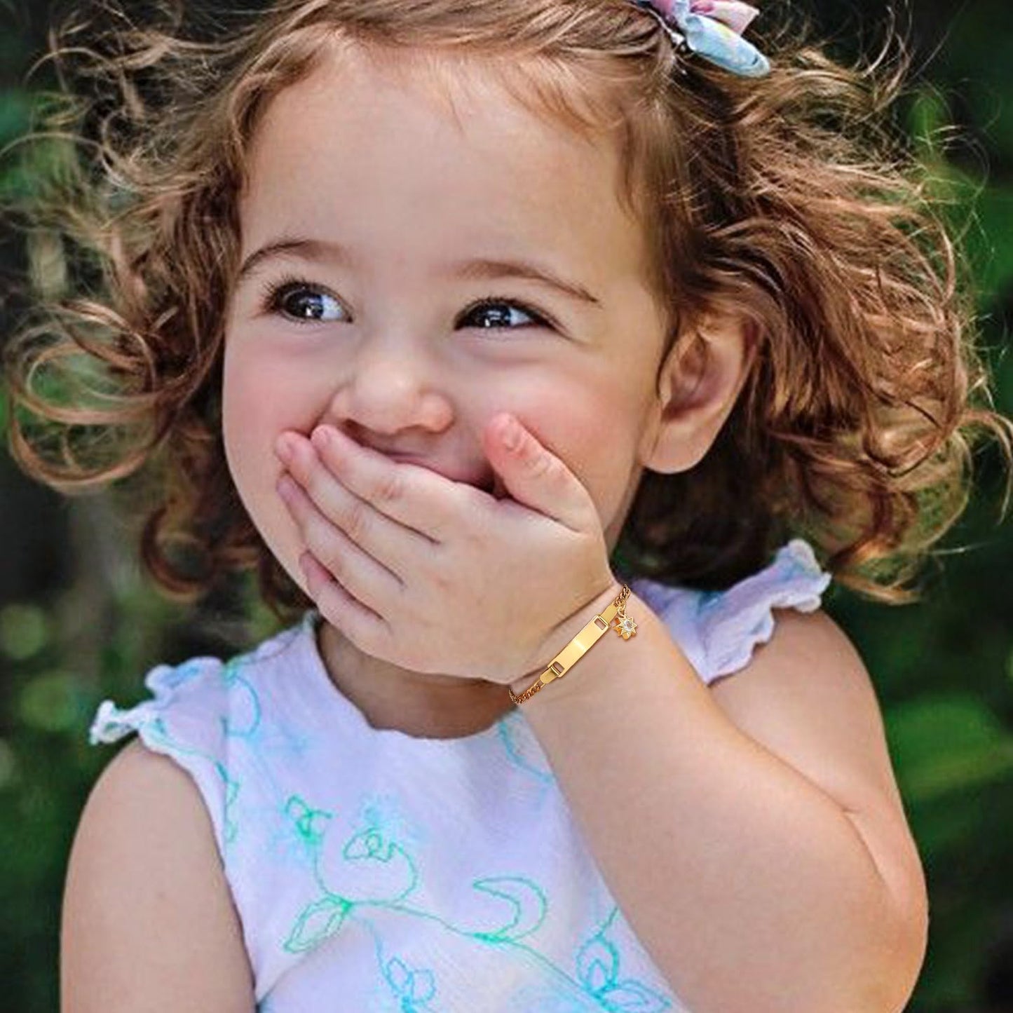Personalized Baby Name Bar Bracelet: 18K Gold-Plated Custom Engraved ID Kids Charm Bracelets Jewelry Infant Girls Boys Toddler, Birthday Back to School Gifts Preppy Stuff for Daugther Son