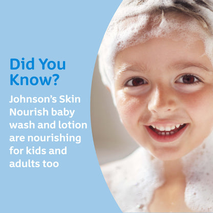 Johnson's Skin Nourish Moisturizing Baby Lotion for Dry Skin with Vanilla & Oat Scents, Gentle & Lightweight Body Lotion for the Whole Family, Hypoallergenic, Dye-Free, 16.9 fl. oz