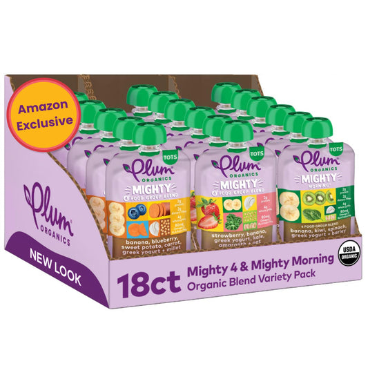 Plum Organics Stage 4 Variety Pack – Best-Selling Toddler Flavors – Organic Fruit & Veggie Toddler Food Pouches – 4 oz, 18 Pack (Amazon Exclusive)