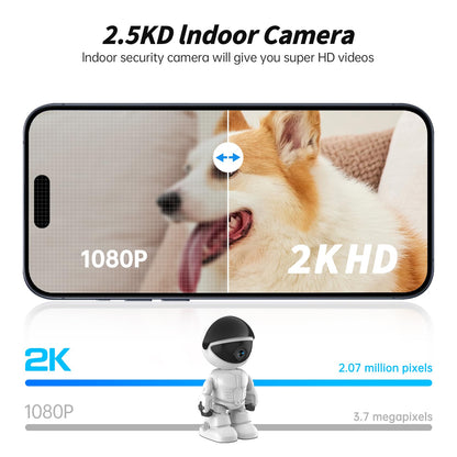 Robot Security Camera,Indoor Camera Robot,5G/2.4Ghz WiFi Robot Cameras for Home Security,Pet/Baby Camera with Phone App Motion Detection and Alarm,Home Security Two-Way Talk, Human Detection