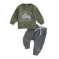 MA&BABY Toddler Boys Clothes Dinosaur Print 6 12 18 24 Months 3T 4T Outfits Long Sleeve Pullover Jogger Pant 2PC Sets