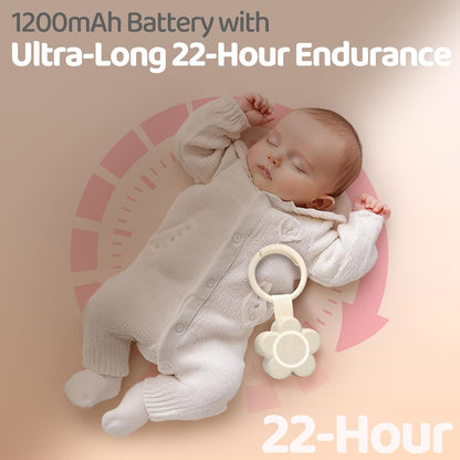 Portable White Noise Machine Baby Newborn Essentials & Adults - 25 Soothing Sounds | Rechargeable Travel Sound Machine Baby with Night Light | Timer & Volume Control | Nursery, Home, Sleep Aid