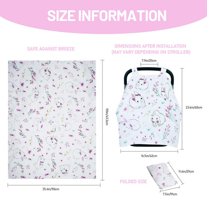 100% Muslin Summer Baby Car Seat Cover, Universal Fit Infant Car Seat Canopy, Breathable & Lightweight Sun, Weather Protection for Boys & Girls