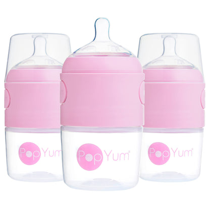 PopYum 9 oz Orange Anti-Colic Formula Making/Mixing/Dispenser Baby Bottle with #2 Medium Flow Nipple, 260 ml, BPA-Free, Natural Latch