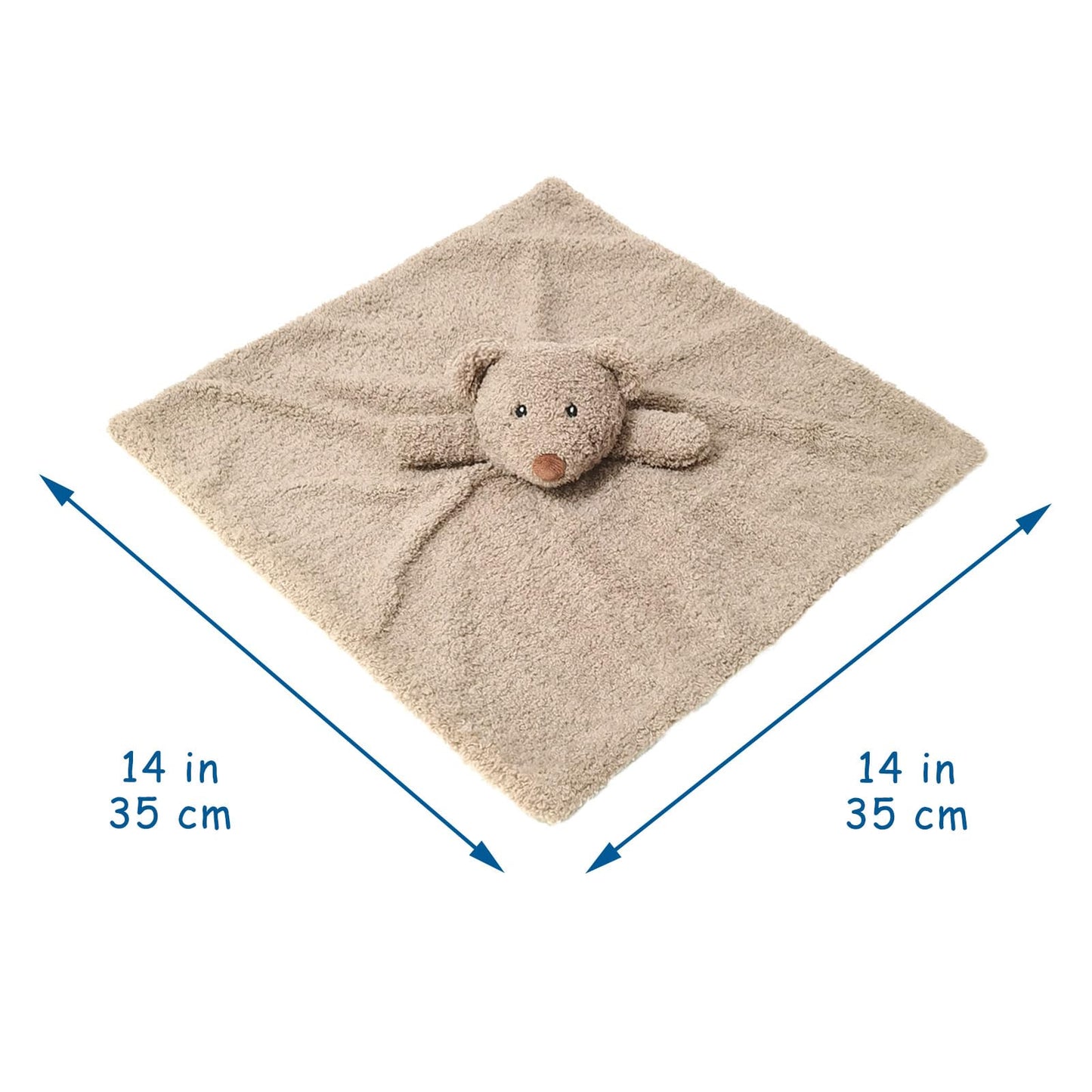 Baby Brown Teddy Bear Soft Stuffed Animal Security Blanket, Plush Bear Character Lovey Blanket, Baby Shower/Nursery Gift, Newborn Infant Toddler Snuggle Blankie for Boys Girls, 14 Inches