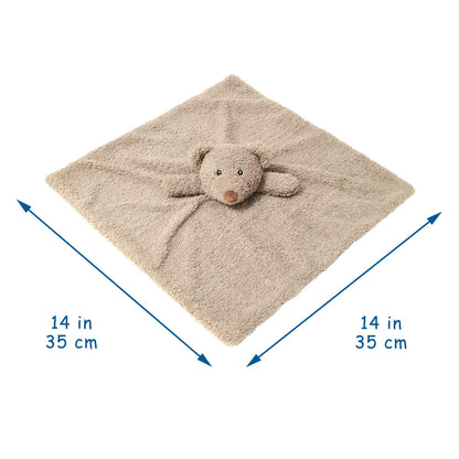 Baby Brown Teddy Bear Soft Stuffed Animal Security Blanket, Plush Bear Character Lovey Blanket, Baby Shower/Nursery Gift, Newborn Infant Toddler Snuggle Blankie for Boys Girls, 14 Inches