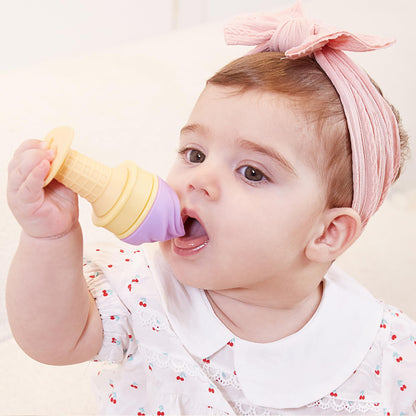 Smily Mia Freezer Teether for Babies 12-18Months,Freezable Ice Cream Toy for 6-12Months Babies,Cold Water Soother for 3-6Months for Teething Pian Relief,Cream White