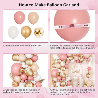 Sage Green Pink Balloon Arch Kit, Olive Green Light Pink Sand White Blush Metallic Gold Balloons with Gold Confetti Balloons for Girl Birthday Woodland Baby Shower Jungle Safari Decorations