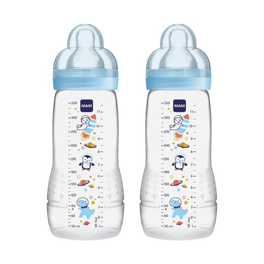 MAM 330ml Baby Bottle (Blue, Pack of 2)
