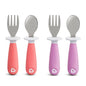 Munchkin® Raise™ Toddler Fork and Spoon Utensil Set, Rest Keeps Tip Off Table, BPA Free, 4 Pack, Blue/Green