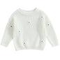 Mubineo Baby Girl Winter Clothes Cute Flower Sweater Crewneck Pullover Long Sleeve Knit Newborn Infant Sweaters