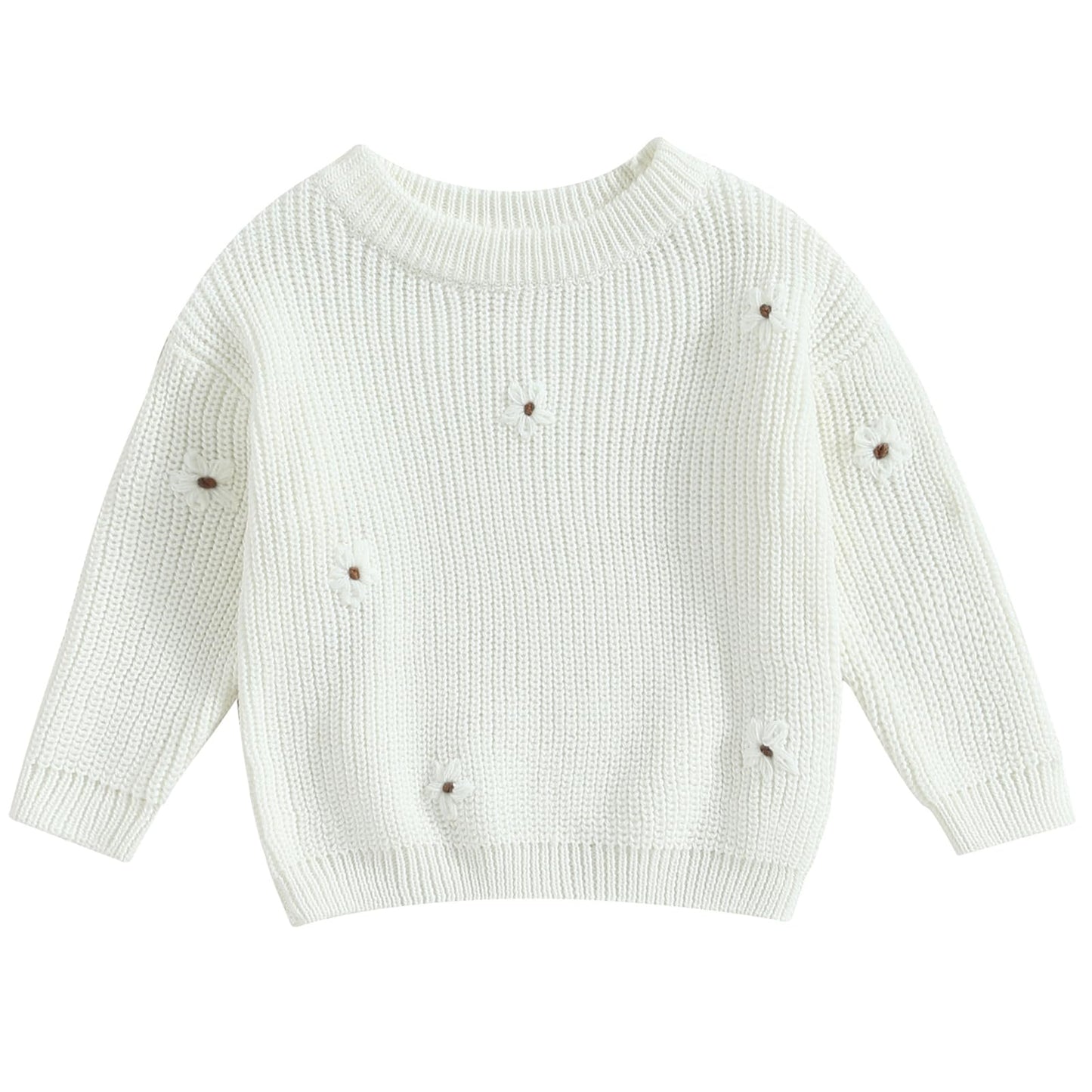 Mubineo Baby Girl Winter Clothes Cute Flower Sweater Crewneck Pullover Long Sleeve Knit Newborn Infant Sweaters