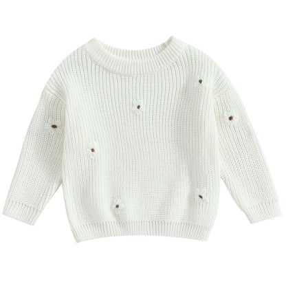 Mubineo Baby Girl Winter Clothes Cute Flower Sweater Crewneck Pullover Long Sleeve Knit Newborn Infant Sweaters