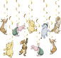 18Pcs Winnie Baby Shower Decorations Classic Pooh Hanging Decorations Swirls for Birthday Supplies Oh Baby Party Deocration