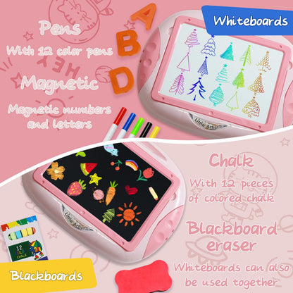 Gift for 1-2 Year Old Girls, Toddler Girl Toys with Magnetic Letters and Numbers, Learning and Educational Toys for 1 2 Year Old, Girls Birthday Christmas Gifts (Unicorn Pink)