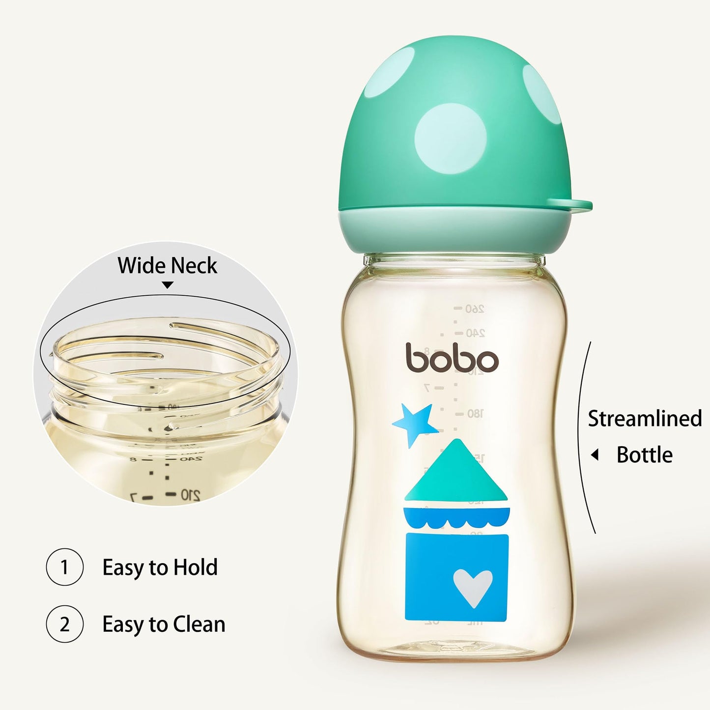 YOHKOH PPSU Baby Bottle Wide Neck, Newborn Anti-Colic Baby Bottle with Natural Response Nipple, Streamlined Body, Easy to Clean (8.8oz (Pack of 2), Yellow)