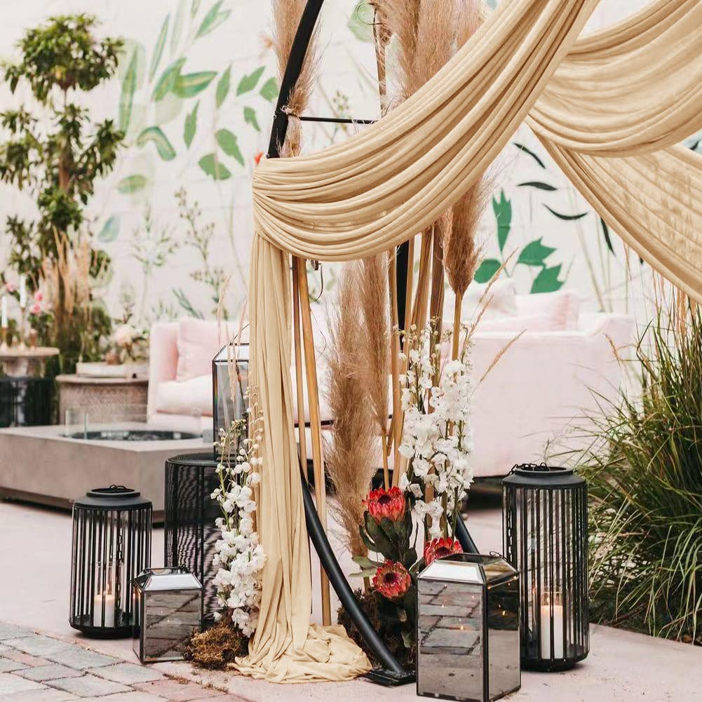 Wedding Arch Draping Fabric 2 Panels 30'' x 18FT Sage Green Sheer Chiffon Arch Drapery for Bridal Shower Backdrop Outdoor Party Church Ceremony