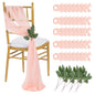QueenDream Light Blue Sashes Chair Aisle Decorations: 24 Pack Baby Shower Chair Cover 8FT Long Tulle Draping Fabric Wedding Reception Church