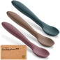 KeaBabies Silicone Baby Spoons, Self Feeding 6-12 months - 3-Pack Baby Weaning Eating Utensils, Toddler First Food Training Spoon, Infant, Kids Feeding Supplies Essential Set, Dishwasher-safe (Slate)