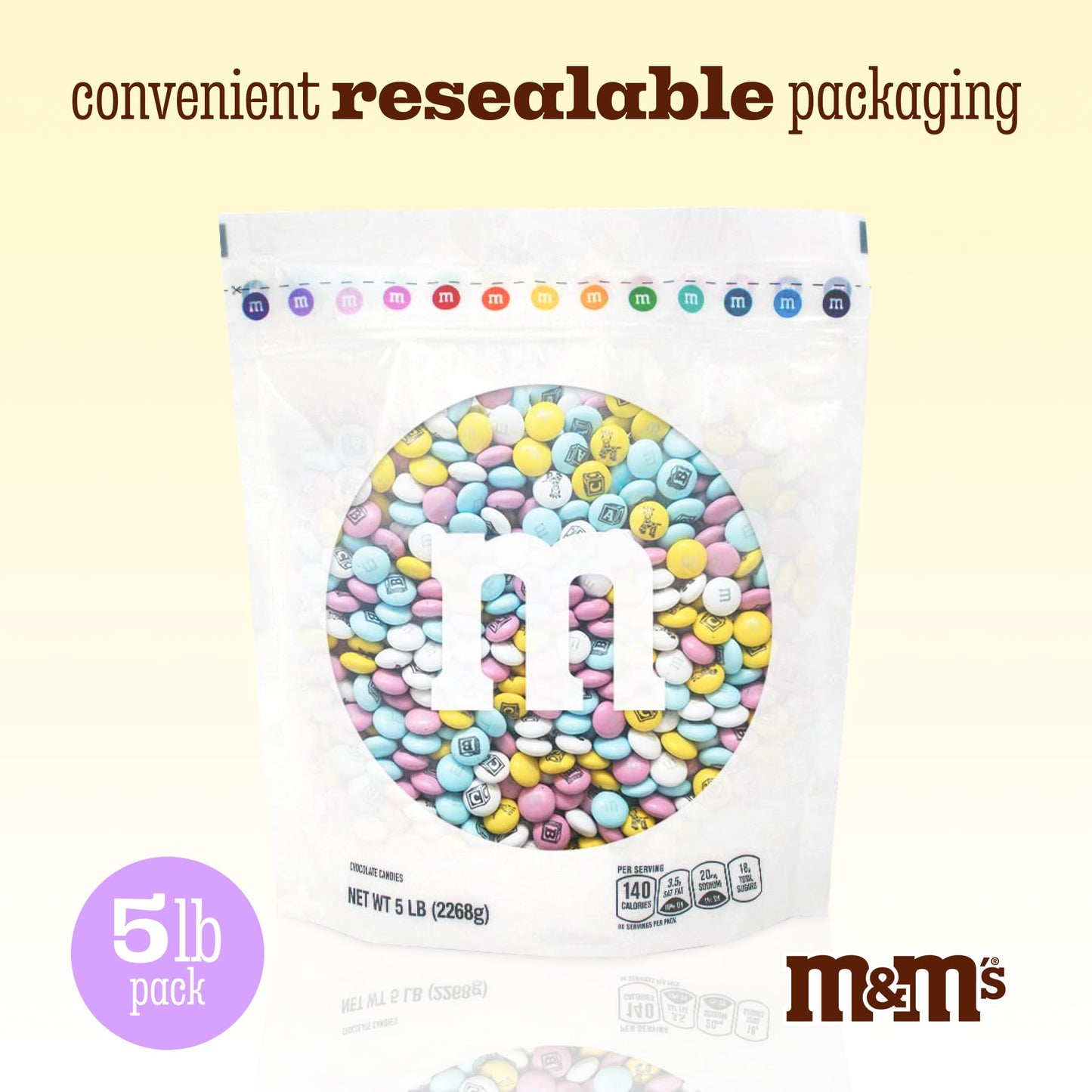 M&M'S World It's A Boy Milk Chocolate Candy 2lb Bag with White and Blue M&M'S for Baby Boy Showers Gender Reveal Parties and Baby Celebration Favors