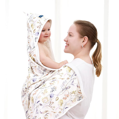 GRSSDER Baby Hooded Towel 2 Pack for Newborn, Super Soft Bath Towels with Original Design, Ultra Absorbent Knit Terry, Large Toddler Towels with Hood for Girls, Shower Gifts for Infant, 34"x 34"