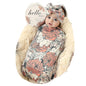 Galabloomer Newborn Receiving Blanket Headband Set Baby Flower Swaddle (vintage flower)
