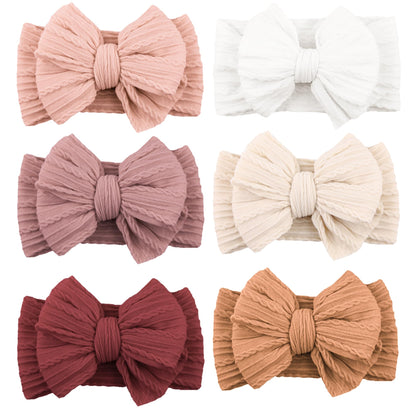 Niceye Handmade Baby Headbands Soft Stretchy Nylon Hair Bands with Bows for Newborn Infant Baby Toddler Girls- Pack of 6