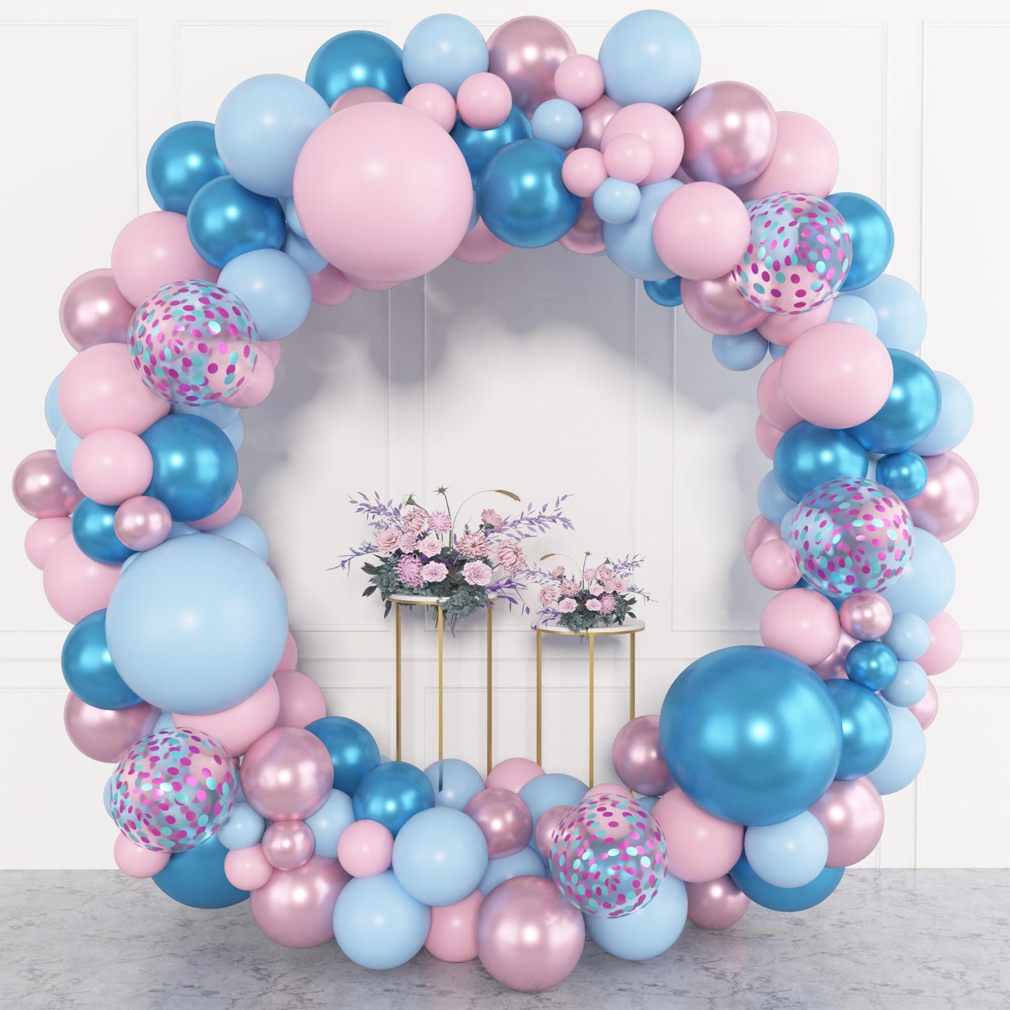 Amandir 153pcs Sage Green Balloon Garland Arch Kit, Different Sizes 18 12 10 5 inch Green Blush Gold Latex Metallic Confetti Gold Balloons for Birthday Baby Shower Wedding Safari Forest Decorations