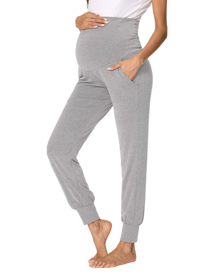 fitglam Women's Maternity Pants Over Belly Lounge Pajamas Clothes Pregnancy Must Haves Joggers with Pockets