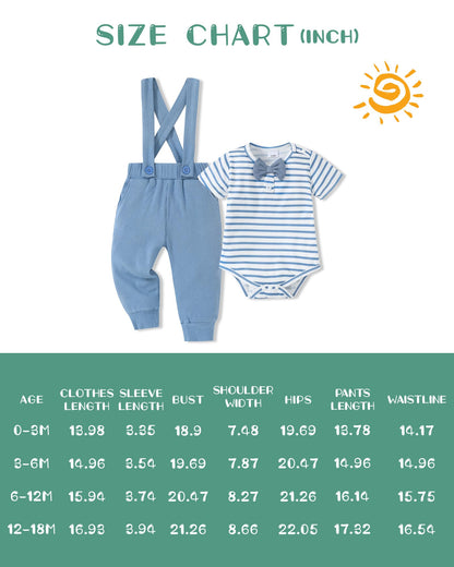 SANMIO Baby Boy Clothes 0-18 Months Newborn Outfits Short Sleeve Romper Top and Suspender Pants Baby Boy Summer Clothing 2Pcs