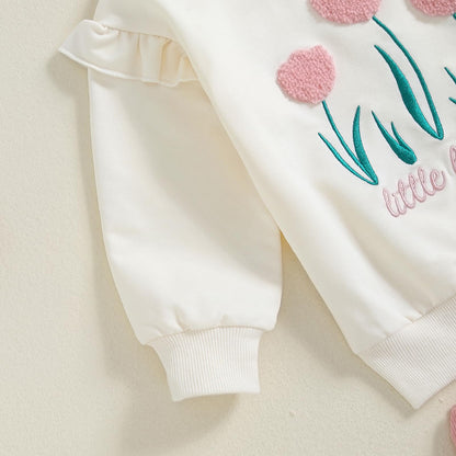 Kupretty Baby Girl Clothes Toddler Fall Winter Outfit Ruffles Crewneck Bow Pullover Sweatshirt + Joggers Pants Set