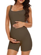 Maternity Workout Romper Pregnancy Yoga Ribbed One Piece Seamless Tank Top Jumpsuit