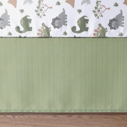 The Peanutshell 3 Piece Baby Crib Bedding Set for Boys - Newborn, Infant & Toddler Nursery Bed Set Decor with Fitted Crib Sheet, Dust Ruffle Comforter - Dinosaur Dreams