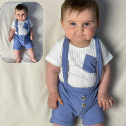Unutiylo Baby Boy Outfits 0-12 Months Short Sleeve Romper Suspenders Pants Spring Summer clothes
