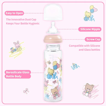 LittleForBig Adult Glass Feeding Bottle Ultra Printed Specialty Oversized Baby Cuties Pattern