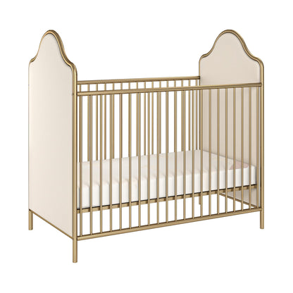 Little Seeds Piper Upholstered Metal Crib, Gold