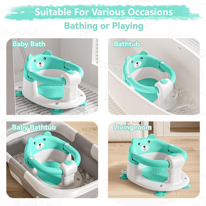 Baby Bath Seat for Babies 6 Months & Up, Toddler Bath Seats for Babies Sitting Up, Non-Slip Infant Bath Tub Chair with 4 Suction Cups & Soft Cushion for Shower, Compact Toddler Bathtub Seat, Pink