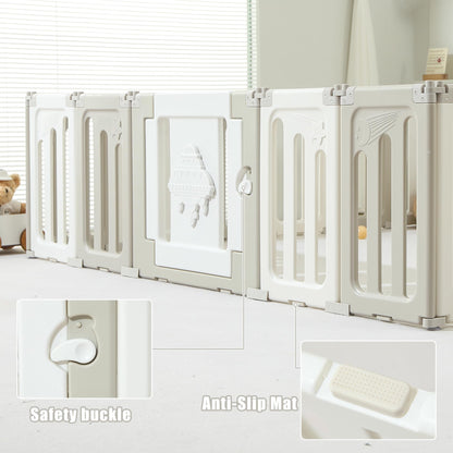 Baby Play Pen - 14 Panels Extra Large Foldable Playpen for Toddlers, UFO Portable Fence, Gate, Yard - Blue