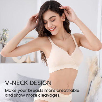 Vinfact 3 Pack Nursing Bras for Breastfeeding Seamless V Neck Maternity Bra Women Pregnancy Breastfeeding Bra